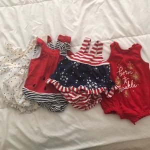 Newborn onesies (red, white, and blue)